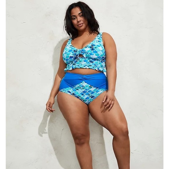 New! Set! Torrid sz 3 Torrid Mermaid Scales Swim Bathing Suit Top Bottom 3X - Picture 1 of 2